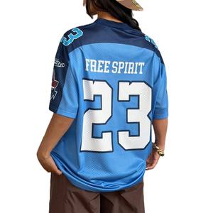 Camiseta de Fútbol Americano Unisex Extra Grande de Malla Azul 100% Poliéster, Estilo Urbano con Número Estampado, Transpirable, Servicio OEM Personalizado - Product Image 2