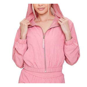 Ensemble de survêtement réfléchissant vintage pour femme, coupe-vent color block, veste de sport et short, fermeture éclair avant, coupe courte, écologique 2022 - Product Image 6