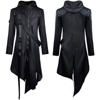 Manteau long asymétrique rétro médiéval de haute qualité pour homme, style gothique victorien steampunk, costume de cosplay