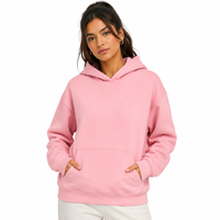 Sweat à capuche polaire oversize unisexe pour l'hiver, motif uni, poche kangourou doublée, 100 % coton, coupe ample