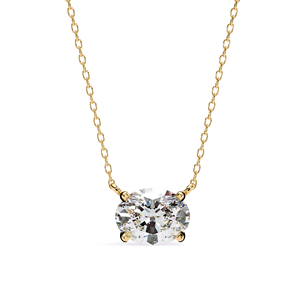 Pendentif en diamant ovale de couleur E, cultivé en laboratoire, en or massif 10K, 14K ou 18K, bijou unisexe pour cadeau de mariage, fiançailles et anniversaire - Product Image 1