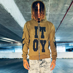 Sweat à capuche sculpté à col montant, design minimaliste, en molleton doux, esthétique streetwear raffinée, futuriste et épurée, pour l'hiver - Product Image 1