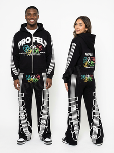 Conjunto Deportivo de Invierno para Hombre al por Mayor con Rayas Blancas, Sudadera con Capucha y Pantalones de Entrenamiento, Talla Grande, 100% Algodón - Product Image 3