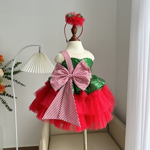 Robe de princesse scintillante pour filles, avec corsage à sequins, nœud latéral et jupe en tulle ample, tenue de soirée élégante avec nœud assorti au dos - Product Image 2