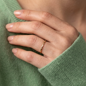 Minimalist Hammered Gold Moissanite Wedding Band <b>Ring</b> 14K <b>Dainty</b> Textured Stacking <b>Ring</b> Wholesale Manufacturer - Product Image 4