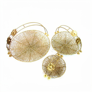 Gold Plating Metal <b>Storage</b> Containers Fruits Gift <b>Basket</b> Vegetable and Fruit Serving <b>Storage</b> <b>Baskets</b> Set of 3 - Product Image 1