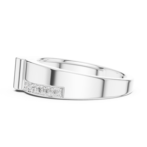 Bague de luxe en or blanc 10K avec diamant de laboratoire taille ronde, moins d'un carat, plaqué rhodium, pour femme - Product Image 3