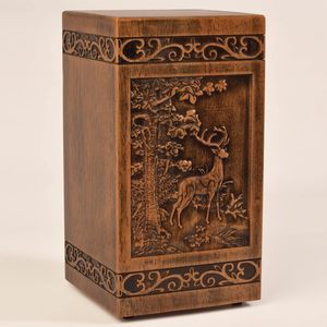 Wooden Cremation Urn for Human Bone Ashes Decorative <b>Box</b> Funeral Urns for Adult Male & Female in a Satin Bag - Product Image 5