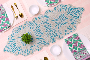 Handmade Beaded Table Runner with Striped Pattern Royal Decorative Item for Home Hotel and Restaurant Christmas Gift Idea - Product Image 2