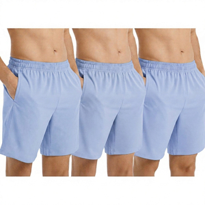 Shorts décontractés pour hommes en coton tissé à taille mi-haute élastique avec logo frontal, respirants et à cordon de serrage - Product Image 2