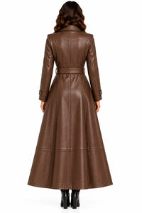 Abrigo Largo de Piel de Oveja Genuina Personalizado para Mujer, con Cinturón, Cuello de Solapa, Corte Entallado, Prenda Exterior Premium de Invierno para Damas - Product Image 2