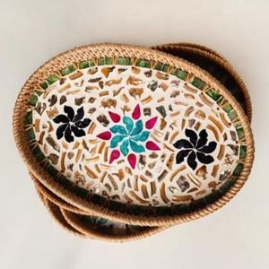 Nueva llegada para hoteles caseros, bandeja de ratán de madreperla para mesa de centro, bandeja tejida a mano, bandeja Natural a precio competitivo - Product Image 1