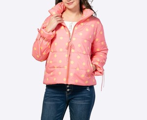 Custom Women's Polka Dot Stand Collar <b>Quilted</b> <b>Jacket</b> Zip-Up Drawstring Cuff Winter Padded Coat Manufacturer - Product Image 6