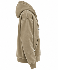 Sweat-shirt à capuche décontracté pour homme, personnalisé, en tissu molletonné 100 % coton de haute qualité, brodé, uni, style court avec fermeture éclair, vente en gros - Product Image 3
