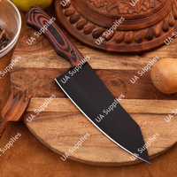 Couteau de cuisine vintage ambidextre en cuir écologique, forgé à la main, de qualité industrielle, avec revêtement en poudre noire, par UA Supplies