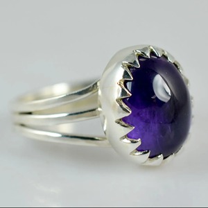 Amethyst <b>Ring</b> Sterling Silver Bezel Setting Natural Purple Oval Gemstone Handmade <b>Boho</b> Jewelry February Birthstone Gift - Product Image 6