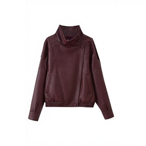 <b>Women's</b> Leather <b>Jacket</b> 2026 <b>Spring</b> New Fashionable Versatile Mandarin Collar Bomber <b>Jacket</b> Solid Zipper Eco-Friendly <b>Jacket</b> - Product Image 6