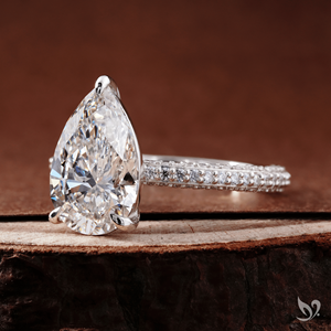 3CT Pear Cut Lab Grown Diamond <b>Ring</b> Luxury Teardrop Engagement <b>Ring</b> Triple Pave Band 10K White Gold Statement <b>Ring</b> - Product Image 3
