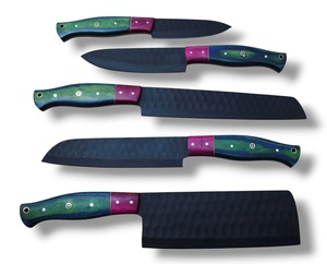 Ensemble de couteaux de chef en acier inoxydable Nordic Forge, cinq pièces, manches en bois Pakka, fabrication artisanale OEM personnalisée, ensemble de couteaux de cuisine avec sac de transport - Product Image 4