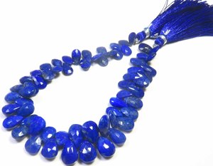 Perles de pierres précieuses naturelles de qualité supérieure en Lapis Lazuli, taille poire, facettées, percées sur le côté, 7-11mm, bleues, brin de 8 pouces, pour DIY - Product Image 3