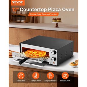 Horno Eléctrico de Encimera para Pizza de 12 Pulgadas, Control de Tiempo y Temperatura, 1450W, Máquina para Hacer Pizzas en Interiores, Temperatura Máxima de 572 Fahrenheit, Horno para Pizza de 12 Pulgadas - Product Image 2