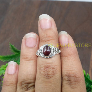 Natural Red <b>Garnet</b> Cabochon <b>Ring</b> 925 Sterling <b>Silver</b> Handmade Vintage Boho Statement <b>Ring</b> Women Jewelry for Christmas gift her - Product Image 2