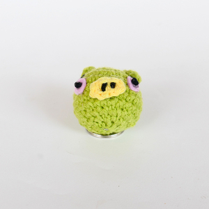 Handmade Crochet Pig Keychain Knitted Green Piglet Amigurumi Bag Charm Backpack Pendant Pure Art Setup Handcrafted <b>Key</b> <b>Ring</b> Gift - Product Image 4