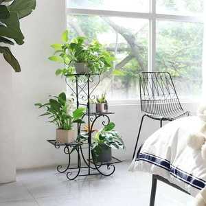 Support à fleurs moderne classique en acier inoxydable, étagères grillagées à 4 niveaux, utilisation au sol, plantes d'intérieur/extérieur, léger, écologique, finition poudrée - Product Image 4