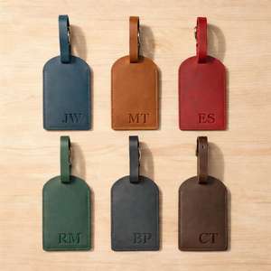 Étiquettes de bagage de luxe en cuir pleine fleur avec rabat de confidentialité, étiquettes nominatives pour valise, accessoires de voyage personnalisés en gros LMP-0152 - Product Image 2