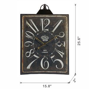 Grande Orologio da Parete Rettangolare Vintage Nero con Numeri Bianchi per Arredamento Casa - Product Image 5