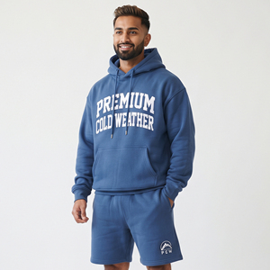 Conjunto de Sudadera con Capucha y Pantalones Cortos Bordados Personalizados para Hombre, Ropa Deportiva, Pantalones Cortos de Chándal, Ropa de Marca Privada, Conjunto de Pantalones Cortos de Chándal para Calentar en Invierno - Product Image 1