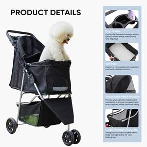 Cochecito plegable y ligero para mascotas para perros y gatos pequeños a medianos, duradero con cesta de almacenamiento para llevar a sus mascotas - Product Image 3