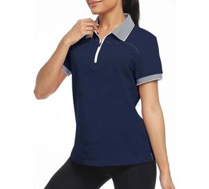 Polo pour femme à manches courtes en mélange de coton doux, respirant et confortable, col classique, haut décontracté avec patte de boutonnage, idéal pour l'été et le bureau - Product Image 4