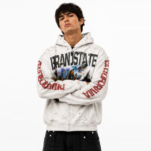 Sweat à capuche en molleton 100 % coton 400G pour homme, coupe régulière, grande taille, imprimé, tricoté, pour l'hiver - Product Image 5
