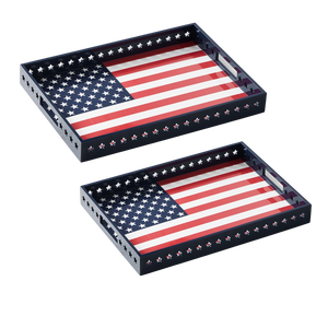 Plateau de service en MDF laqué, motif drapeau patriotique, pour le Festival Americana, écologique et sûr pour les aliments, idéal pour les fêtes du Memorial Day et du 4 juillet - Product Image 6