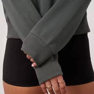 Sudadera Oversize de Cuello Redondo, Largo Corto, Manga Regular, Color Liso, Unisex, Tejido French Terry, para Otoño - Product Image 3