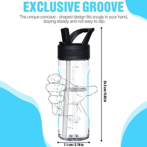 Borraccia in Tritan Senza BPA con Cannuccia, Design Trasparente, Antigoccia, in Plastica, per Viaggi, Casa, Scuola - Product Image 2
