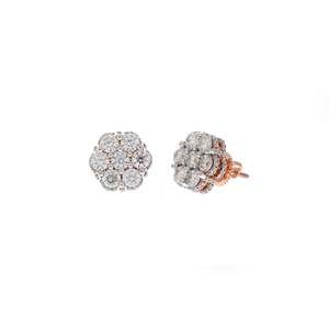 RB Gems 14k Gold Flower Cluster <b>Stud</b> <b>Earrings</b> with Lab Grown Diamond Screw Back - Product Image 3