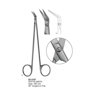 Ciseaux Potts-Smith 180 mm, à angle de 55 degrés, en acier inoxydable plat, instruments chirurgicaux vasculaires thoraciques, outils médicaux - Product Image 2