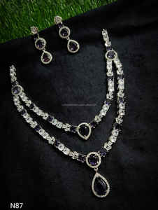 ชุดเครื่องประดับเจ้าสาวประดับเพชรแบบอเมริกันคลาสสิกสร้อยคอและต่างหูสองชิ้นสำหรับงานแต่งงานแฟชั่นสไตล์คลาสสิก - Product Image 3