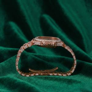 Montre automatique de luxe entièrement sertie de moissanite, or rose, acier inoxydable, saphir, étanche, style diamant, pour homme et femme - Product Image 3