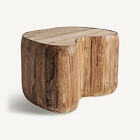 Mesa de Centro de Madera de Teca Sólida, Acabado Rústico Natural, Hecha a Mano en Indonesia, Moderna, Duradera, Ecológica y Sostenible, Muebles para Sala de Estar