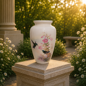 Urne funéraire pour cendres humaines, colibri blanc |   Souvenir commémoratif floral rose |   Urne funéraire pour adultes |   Élégant - Product Image 5