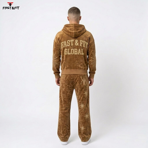 Collection 2026 – Survêtement décontracté à capuche coupe ajustée délavé à l'acide, couleur unie, 100 % coton, fabriqué au Pakistan pour homme - Product Image 2