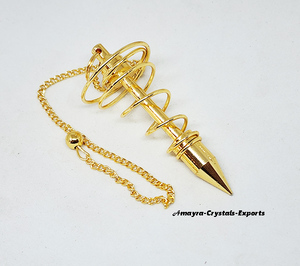 Pendule en Métal Cuivre Doré Vortex Fait Main pour Radiesthésie - Métaphysique Nouvelle Ère Prix Raisonnable chez Amayra Crystals Exports - Product Image 3