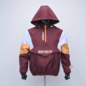 Winthrop Mens Color Blocking Hooded <b>Racer</b> <b>Jacket</b> Quarter Zip Windproof Sporty Style Autumn Outerwear Regular Fit Polyester - Product Image 1