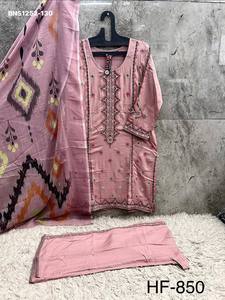 Colección de Salwar-Suit y Dupatta de Chifón con Bordado de Hilo y Rayón de Primera Calidad, Totalmente Cosido, Proveedor Indio - Product Image 4
