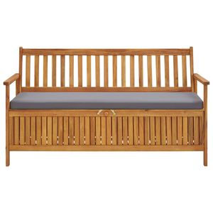Banco de Almacenamiento de Madera Maciza de Acacia y Poliéster Gris Oscuro, Muebles de Patio de Madera Natural - Product Image 2