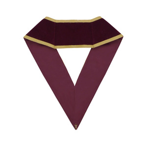 Collier maçonnique de qualité supérieure, fait main, écologique, durable, en velours bordeaux de 95e degré, avec bordure dorée brodée, style Memphis Misraim - Product Image 2