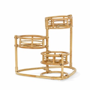 Flower plant <b>holder</b> shelf for home garden decoration natural rattan planter <b>pot</b> rack stand - Product Image 5